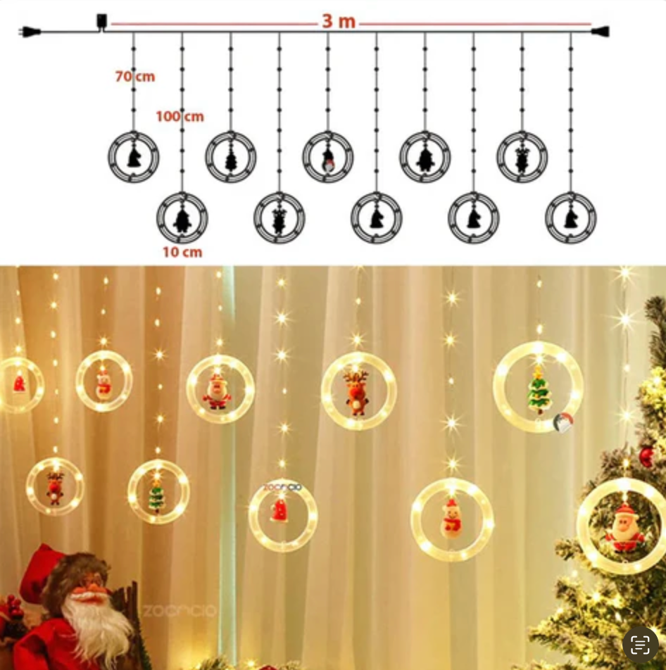 Cortina de aros de navidad