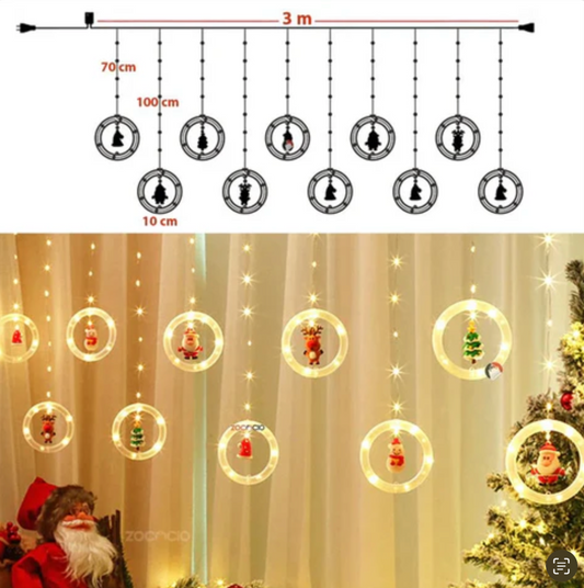 Cortina de aros de navidad